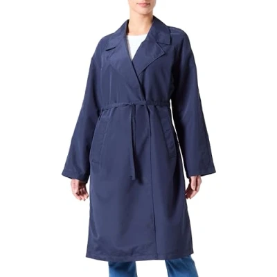 Afbeelding van Vero Moda Reverskragen Trenchcoat, Dames, Maat: Small, Navy blazer