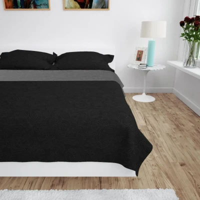 Afbeelding van Bedsprei dubbelzijdig 170x210 cm quilt grijs en zwart