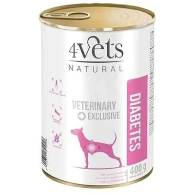 Afbeelding van 4VETS Natural Diabetes Dog nat hondenvoer 400 g