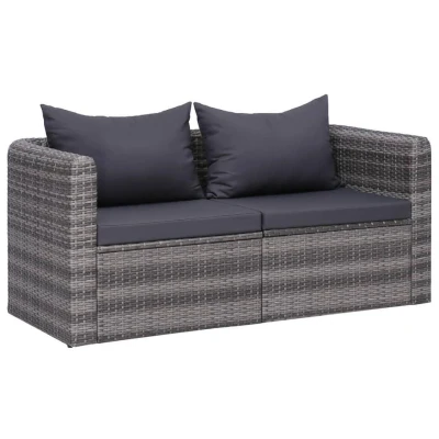 Afbeelding van Tuinhoekbanken 2 st poly rattan grijs
