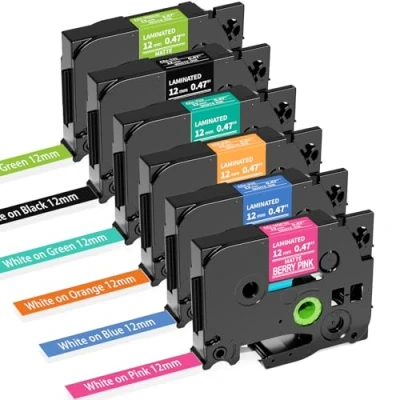 Afbeelding van 6x MarkField compatibele tape voor Brother P Touch Label Maker TZ MQP35 TZe 335 12 mm x 8 m 0,47 gelamineerde kleurrijke tapes PT H100LB H105 H107B H110 H200 H101 Cube D210 D400 1000 10000 100000 0 101