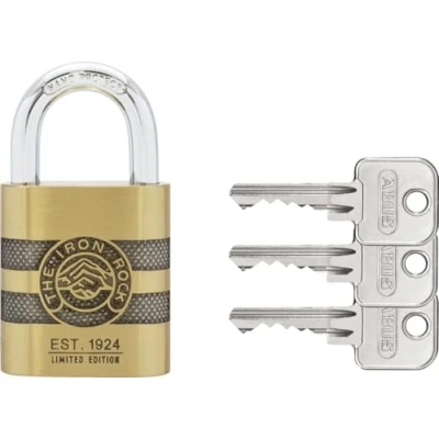 Afbeelding van ABUS Hangslot messing 83/45 IRON ROCK jubileumslot met 3 sleutels vs. geharde stalen beugel, nano protect weerbestendig niveau 8