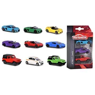 Afbeelding van Majorette 212052270 Set van 3 speelgoedauto&#039;s, miniatuurvoertuigen, speelgoedauto metaal, verschillende sets, levering: 1 x delige set, willekeurige keuze, 7,5 cm