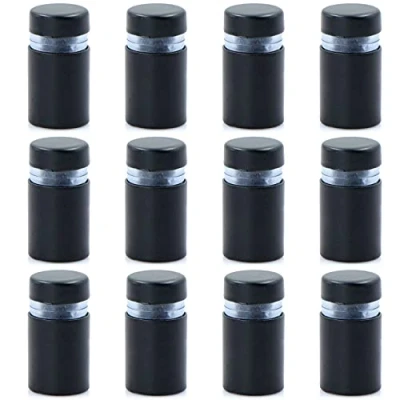 Afbeelding van 12 stuks reclameschroeven reclame schroef glazen afstandhouders schroefafstandhouders, borden afstandhouders, bordhouder voor glas, roestvrij staal (mat zwart x 20 mm)