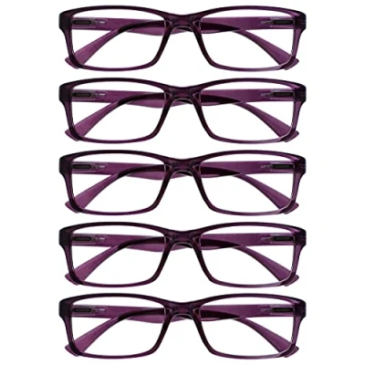 Afbeelding van The Reading Glasses Company Paars waarde 5 Pack Mens Womens Designer stijl lezers RRRRR92 +1.50