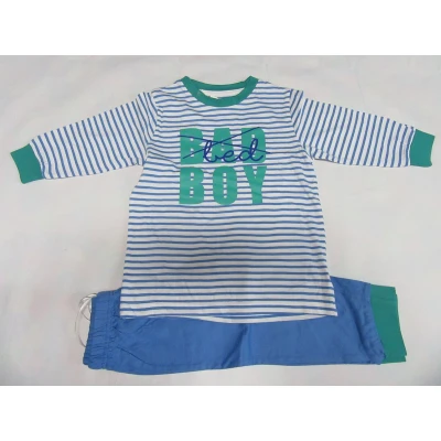 Afbeelding van Wiplala Jen &amp; James Pyjama Katoen Streepje Bad bed boy 4 jaar 104