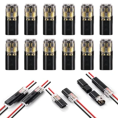 Afbeelding van flintronic 2 polige kabelconnector, stekker, 12 stuks autostekker, steekverbinding, 18 24 AWG draad snelsplit connector, kabelkrimpaansluiting, waterdichte F4 3486092