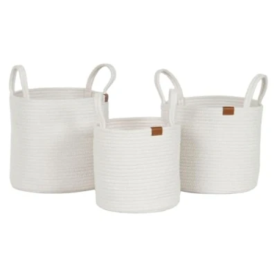 Afbeelding van Basket spelset Home ESPRIT Wit Modern 30 x 28 cm (3 Onderdelen)
