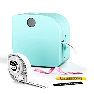 Afbeelding van Phomemo P12 Mini Labelprinter, handapparaat, bluetooth, etiketteerapparaat met labeltape, thermo labelprinter voor thuis en op kantoor, draagbare labelmaker Android iOS turquoise