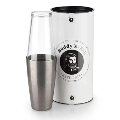 Afbeelding van Buddy&#039;s Bar Boston Shaker, beker van 700 ml + 400 glas, voedselveilig, nobele Cocktailshaker inclusief geschenkdoos, roestvrij staal antiek