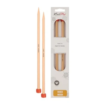 Afbeelding van KnitPro KP35249 30 cm x 8 mm Basix enkelpuntige naalden, berk