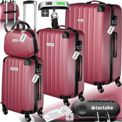 Afbeelding van tectake® reiskoffers Kofferset Cleo 4 delig met bagageweger rood