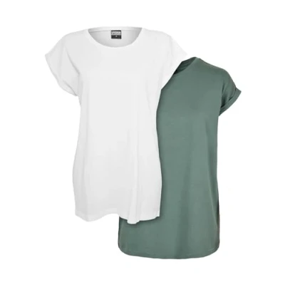 Afbeelding van Urban Classics Extended Shoulder 2PACK Tshirt basic, Dames, Maat: 4XL, White paleleaf