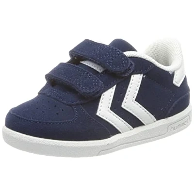 Afbeelding van hummel Klittenbandsluiting Sneaker Low Victory Suede Kindermaat, Navy Peony, 21 EU