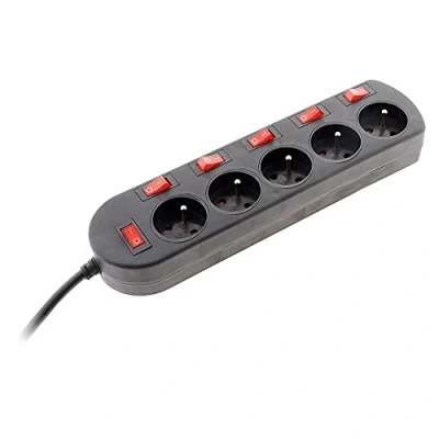Afbeelding van Zenitech SONO blok 5 stuks 16A 2P+T+6 kabelschakelaar HO5VV F 3G1,5 mm² 3m