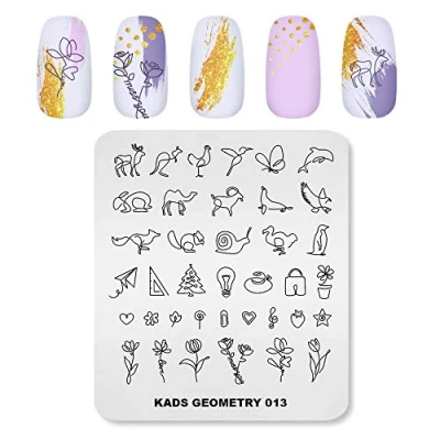 Afbeelding van KADS Nail Art Stempelen Plaat Template Geometrie Design Tool DIY Ontwerp Afbeelding (GE013)