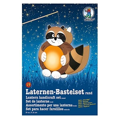Afbeelding van Ursus 18700019 lantaarns knutselset, wasbeer, ca. 21,8 x 21 10,3 cm, diameter inclusief sjabloonlijst met knutselhandleiding, om zelf vorm te geven, ideaal voor de volgende
