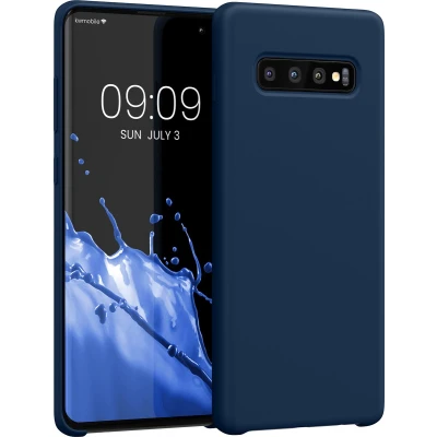 Afbeelding van kwmobile telefoonhoesje geschikt voor Samsung Galaxy S10 Plus / S10+ Hoesje met siliconen coating Smartphone case in marineblauw