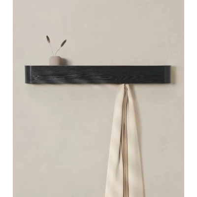 Afbeelding van Kazai. Wandgarderobe &#039;Toke&#039; Moderne design garderobe met verborgen wandhaken Garderobepaneel van gefineerd massief hout eiken, zwart