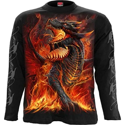 Afbeelding van Spiral Draconis Shirt met lange mouwen zwart XL 100% katoen Gothic, Horror, Nu Goth, Rock wear