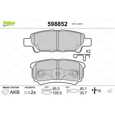 Afbeelding van Valeo Remblokset 598852