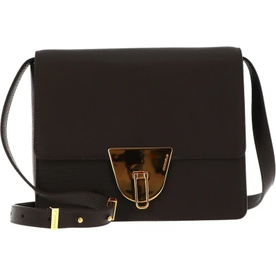 Afbeelding van COCCINELLE Leren Schoudertas Coccinellenico Handbag Bark Donkerbruin