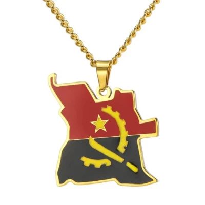 Afbeelding van Ketting Angola Kaart Goudkleurig Vlag