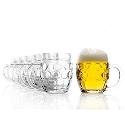 Afbeelding van Bovenglas Tübinger oogkan, bierpul / 6 delige set bierpullen 300 ml met vulstreep/stabiele bierkan bord/bierglazen van soda limeglas/biertouw vaatwasmachinebestendig