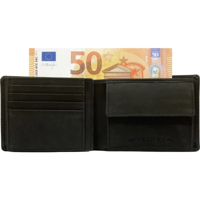 Afbeelding van Portemonnee Heren Portefeuille Arrigo Billfold model Zwart Buffelleer
