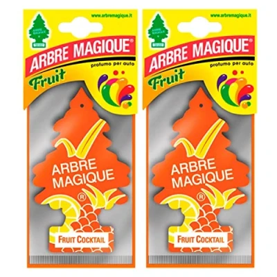 Afbeelding van Arbre Magique Mono, luchtverfrisser voor auto, geur fruitcocktail, frisse en zachte geur, houdt tot 7 weken, gemaakt in Italië, verpakking van 2 stuks