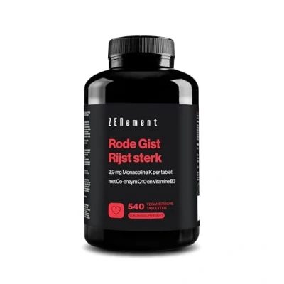 Afbeelding van Rode Gist Rijst, 540 Vegan Tabletten Bevat 2,9mg Monacoline K, Verrijkt met Co enzym Q10 en Vitamine B3 Vrij van Citrinine Zenement