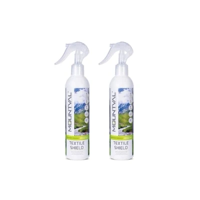 Afbeelding van Mountval Textile Shield (2 stuks/300 ml), Twin Pack: High Tech Spray On Waterproof Solution voor Outdoor Gear &amp; Kleding Ademend, Veilig, Oplosmiddelvrij, Waterdicht GORE TEX