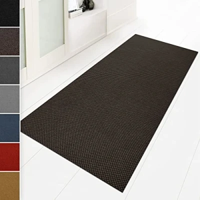 Afbeelding van Floordirekt schoonloopmat, 120 x 300 cm, bruin, ideaal als vuilvangmat op maat, tapijt voor hal en keukentapijt, wasbaar, antislip, per meter (Hong Kong)