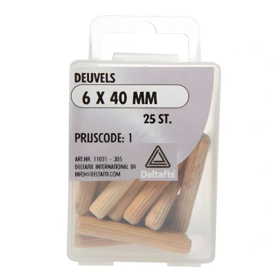 Afbeelding van Deltafix. DEUVELS 8 x 40 MM. 75 Stuks Hout verbinders. Proppen.