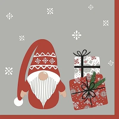 Afbeelding van Duni kerst thema servetten 20x st 33 x cm gnoom/kerstman Feestservetten