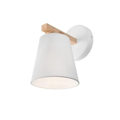 Afbeelding van Lamkur Wandlamp Canditia van hout met stoffen kap