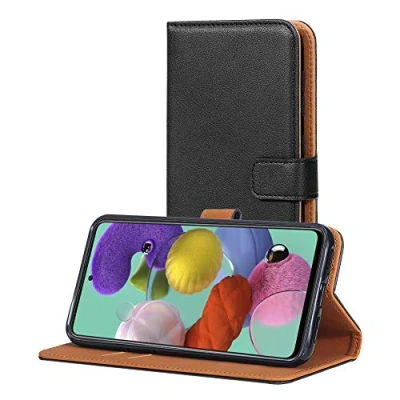 Afbeelding van AICEK case compatibel voor Samsung Galaxy A51, lederen portemonnee A51 PU flip cover met kaarthouder zwart (6,5 inch)