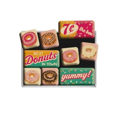 Afbeelding van Nostalgic Art Retro Koelkast Magneten, USA Donuts Geschenkidee voor dinerfans, Magneetset magneetbord, Vintage design, 9 stuks