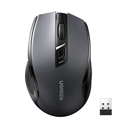 Afbeelding van UGREEN Ergonomische Draadloze Muis met USB Ontvanger 2.4 GHz Silent Click 4000 DPI Verstelbaar Compatibel PC,Tablet,Laptop,Windows,MacOS, Linux. (Zwart)