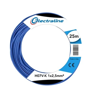 Afbeelding van Electraline 15162, kabelrol, H07V K, 1 x 2,5 mm², lengte 25 m, Blauw