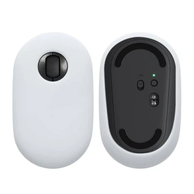 Afbeelding van kwmobile Siliconen beschermhoes geschikt voor Logitech Pebble Mouse Zachte muis hoes Meer grip Deels doorschijnend wit