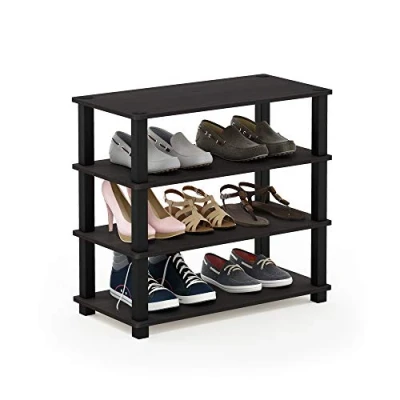 Afbeelding van Furinno Schoenenrekken, Hout, Espresso/Zwart, one size, 4 Tier