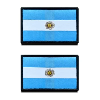 Afbeelding van 2 stuks Argentinië vlag patch tactisch Argentijns klittenband embleem, stoffen met klittenbandsluiting, militaire stof voor rugzakken kleding tassen uniform vest jersey