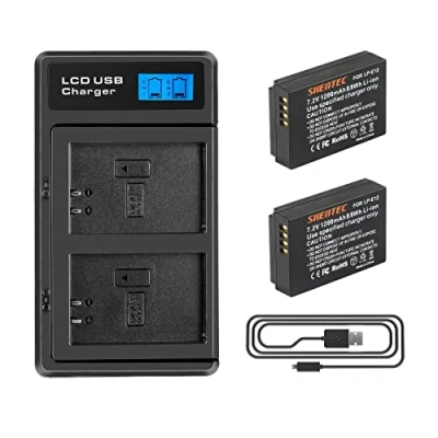 Afbeelding van Shentec pakket van 2 vervangende batterij en dubbele oplader compatibel met Canon LP E12 EOS M M2 M10 M50 M100 M200 100D Rebel SL1 KISS X7 PowerShot SX70 HS