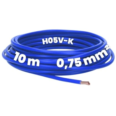 Afbeelding van Kalitec 10 meter H05V K 0,75 mm² donkerblauw bedradingsleiding I flexibele aderleiding PVC enkele ader strengen bedrading fijndradig kabel enkrachtig schakeldraad