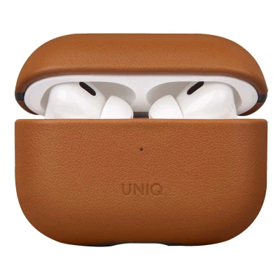 Afbeelding van Uniq Apple AirPods Pro 2 hoesje Terra Echt Leren Case Bruin