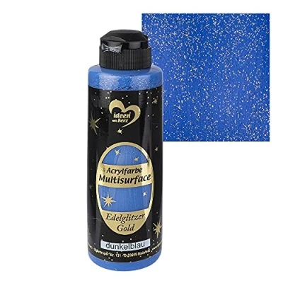 Afbeelding van Ideen mit Herz Acrylverf Multisurface Edelglitter, universele verf op waterbasis, met edel glinsterende gouden glitter, 180 ml (donkerblauw)