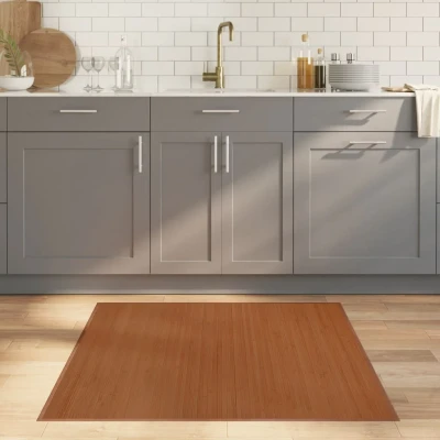 Afbeelding van Vloerkleed vierkant 100x100 cm bamboe bruin