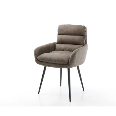 Afbeelding van Armleunstoel Abelia Flex met armleuning 4 poot conisch zwart taupe vintage