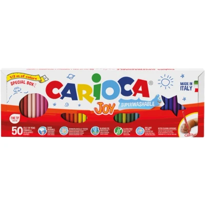Afbeelding van CARIOCA Joy Viltstiften, halve meter, kleurrijke viltstiften voor kinderen met fijne punt, speciaal formaat vanaf een ideaal tekenen en kleuren, super wasbaar, verschillende